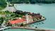 An areal view of buildings on the edge of the water in Langkawi.