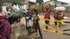 A group of displaced people in Bunagana, Uganda